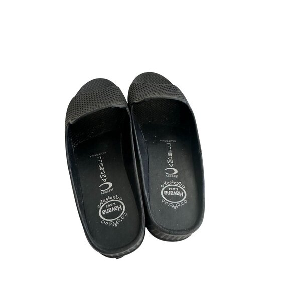 JEFFREY CAMPBELL Last Havana Black Wedge Sandals Size 8 - Picture 2 of 7